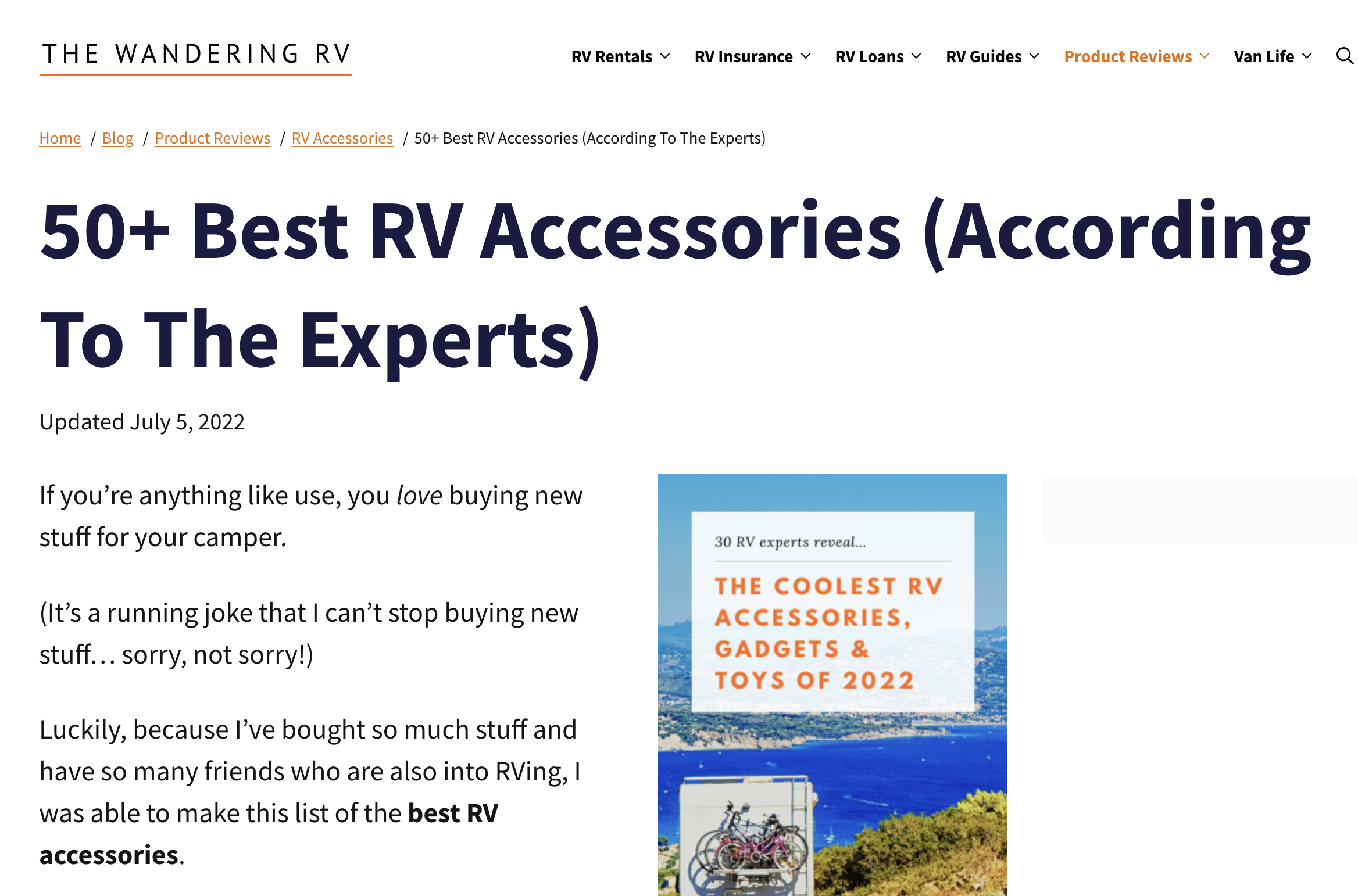 RV accessories article example