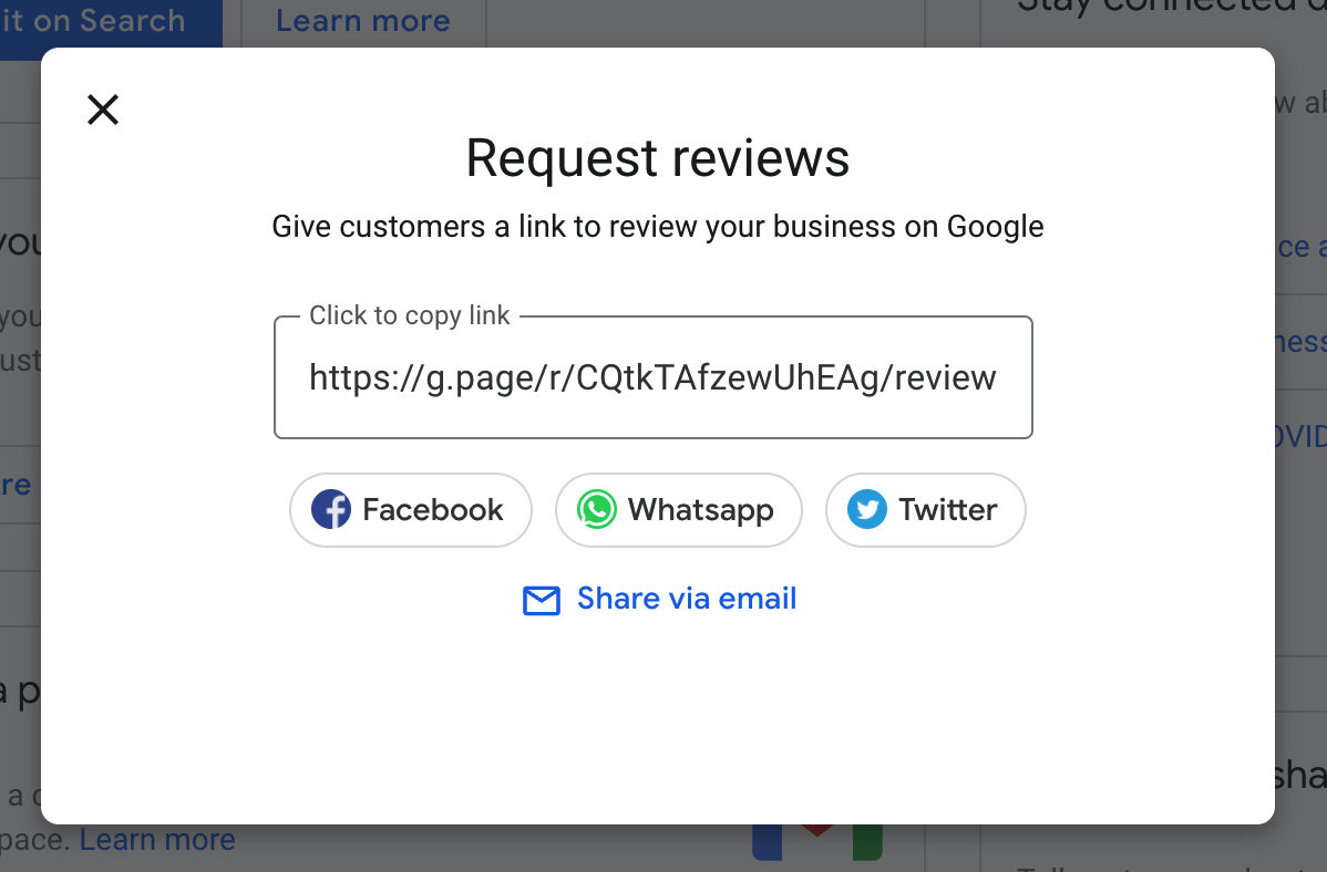 "Request reviews" tool by Google