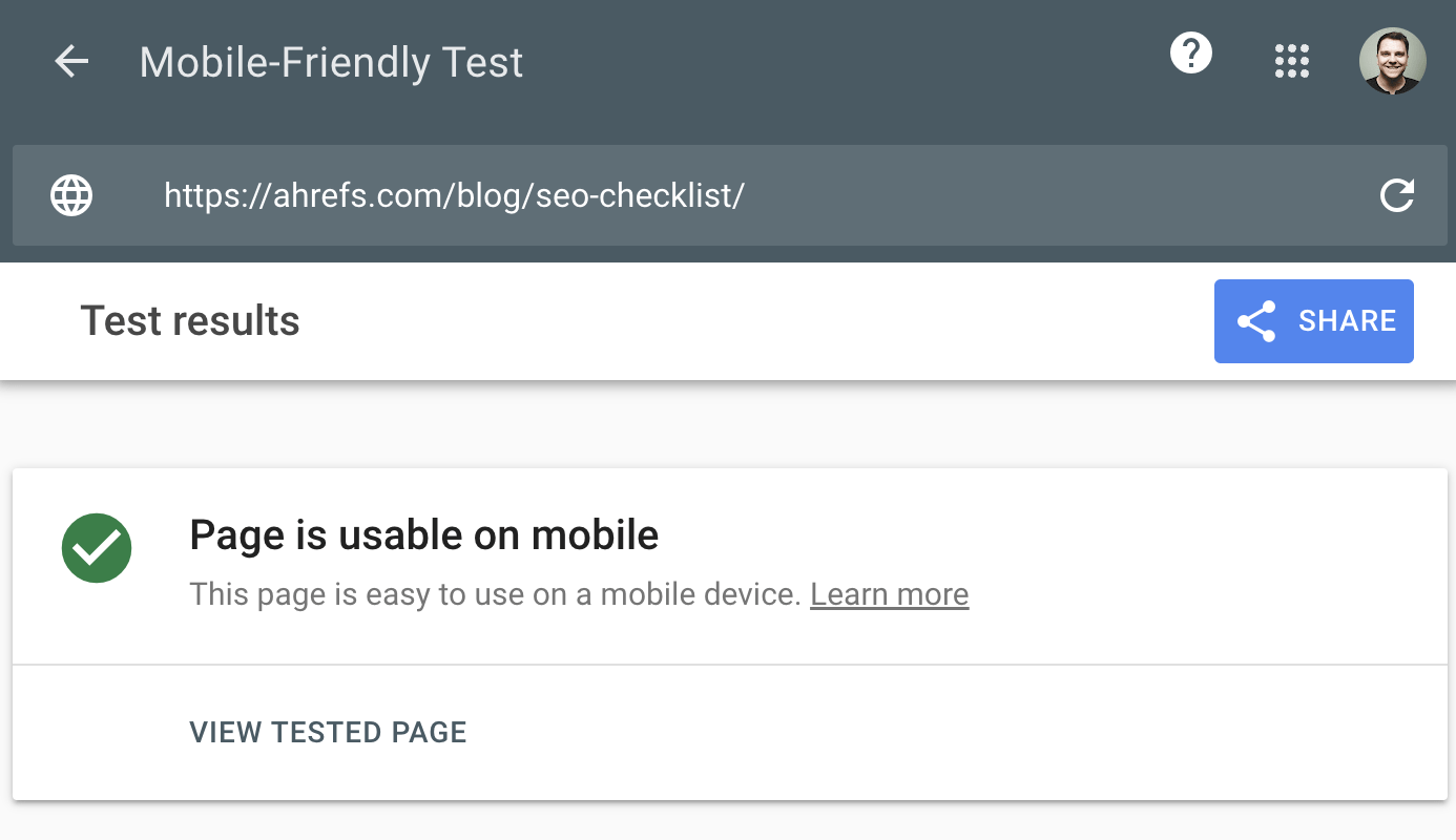 Google's Mobile-Friendly Test tool
