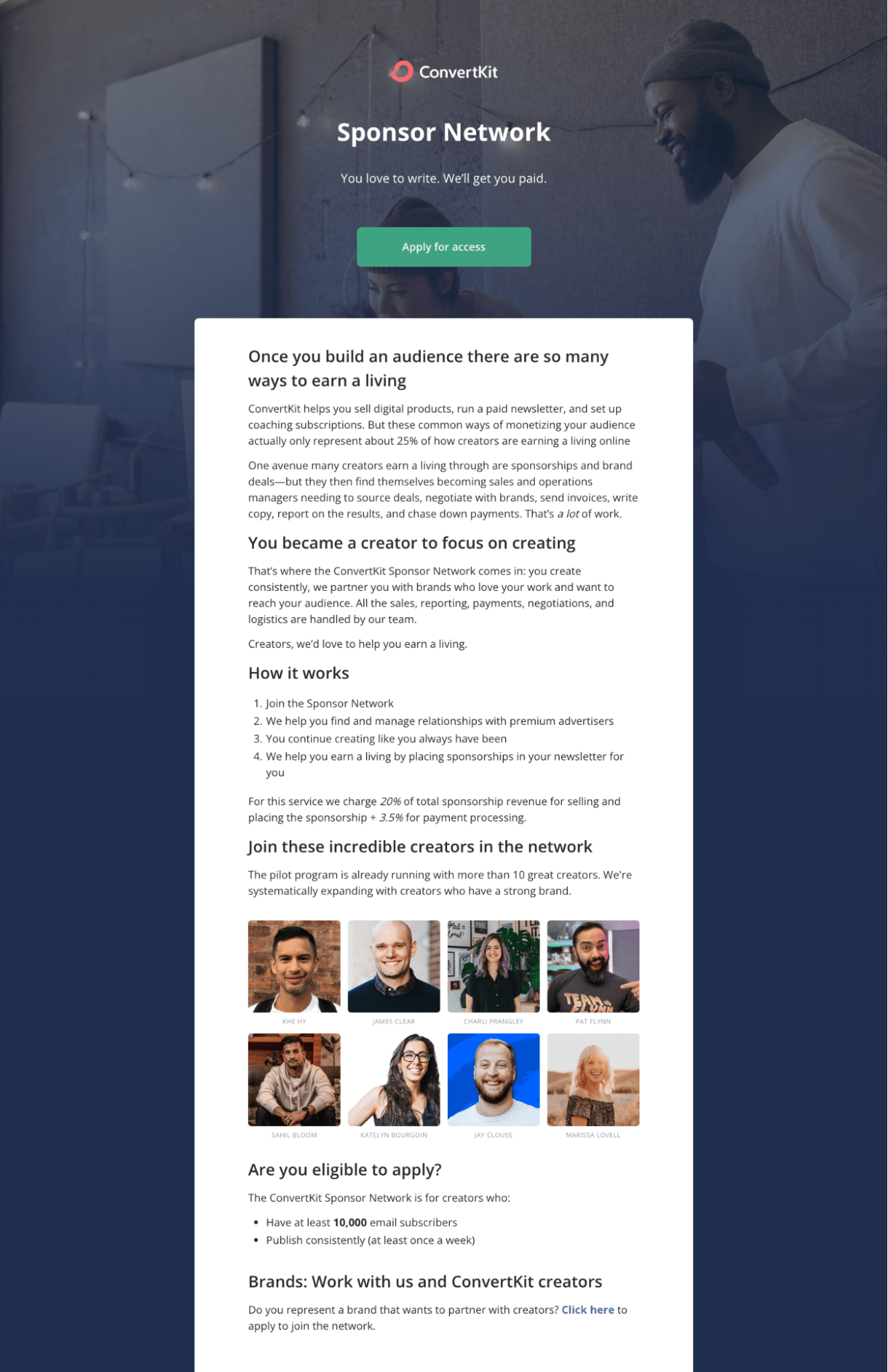 ConvertKit sponsor network
