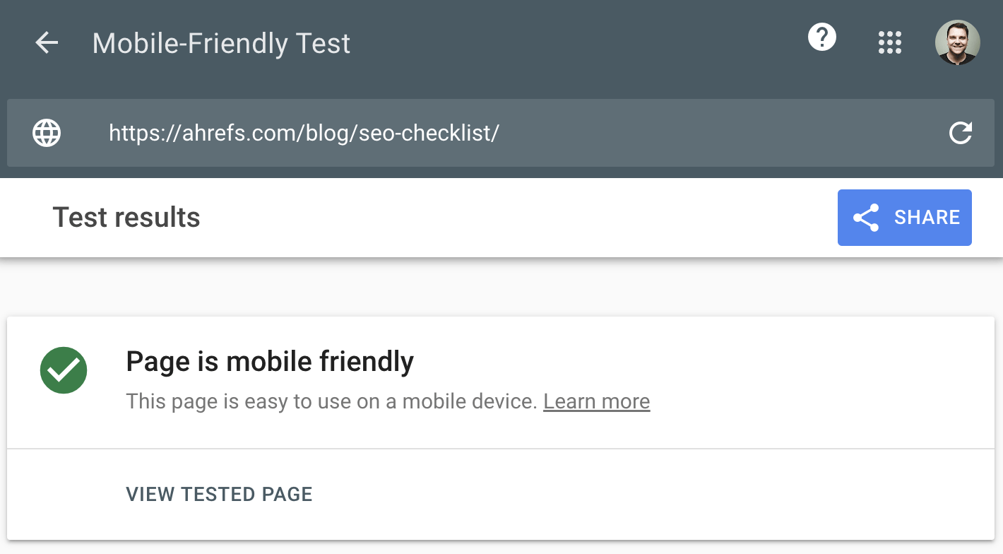 Google's Mobile-Friendly Test tool
