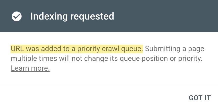 "Indexing required" notice in Google Search Console