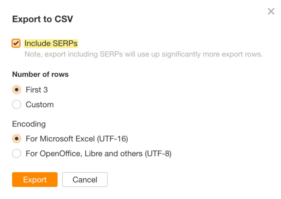 在Ahrefs的关键字Explorer中导出SERP