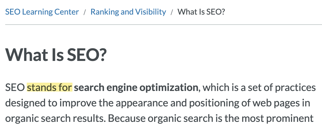 Uma das definições de SEO das páginas mais bem classificadas
