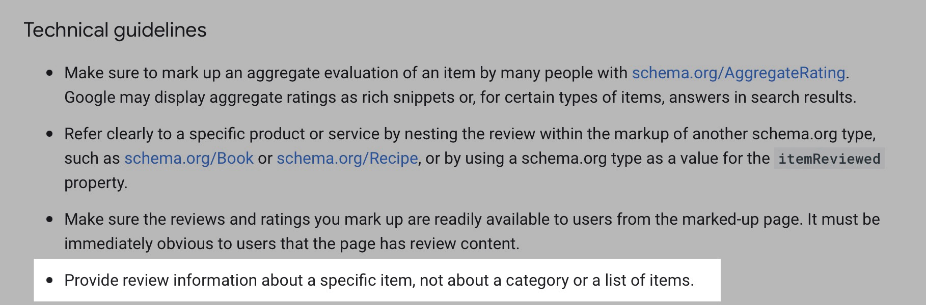 谷歌建议不要在分类中添加评论标记