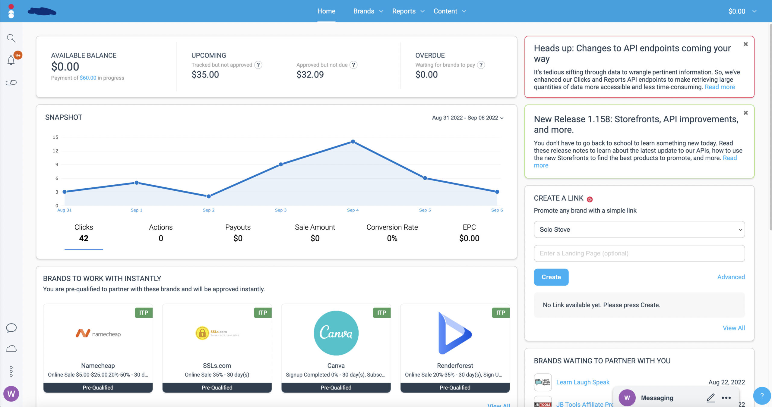 Impact Radius dashboard