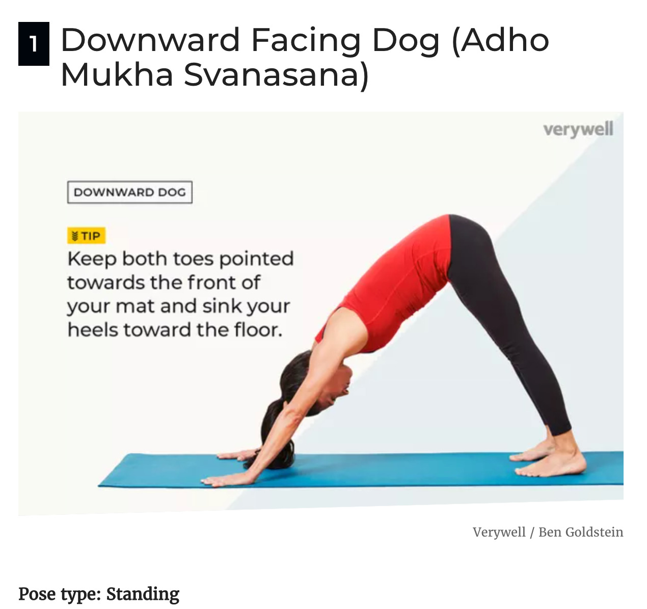 VeryWell article on the best yoga poses for beginners