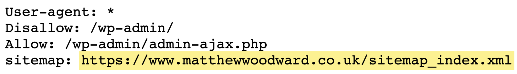 Exemplo de um sitemap listado em robots.txt