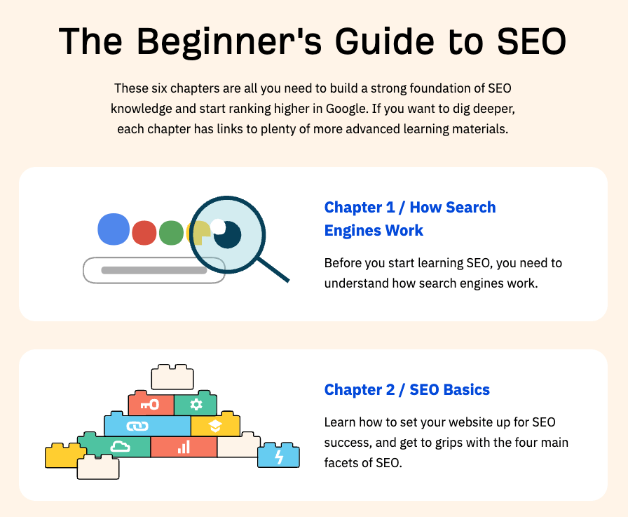 Example of a topic overview page: Beginner's Guide to SEO by Ahrefs
