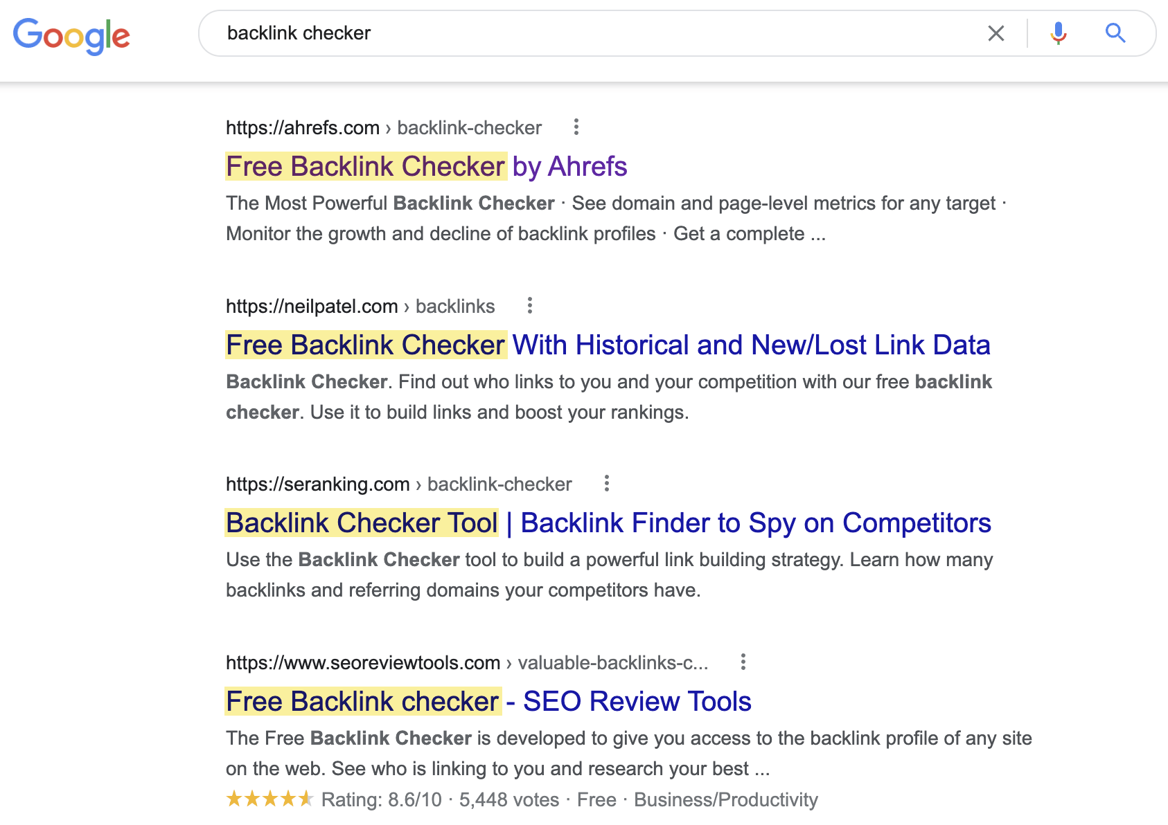 人们搜索“backlink checker”正在寻找一个免费的工具