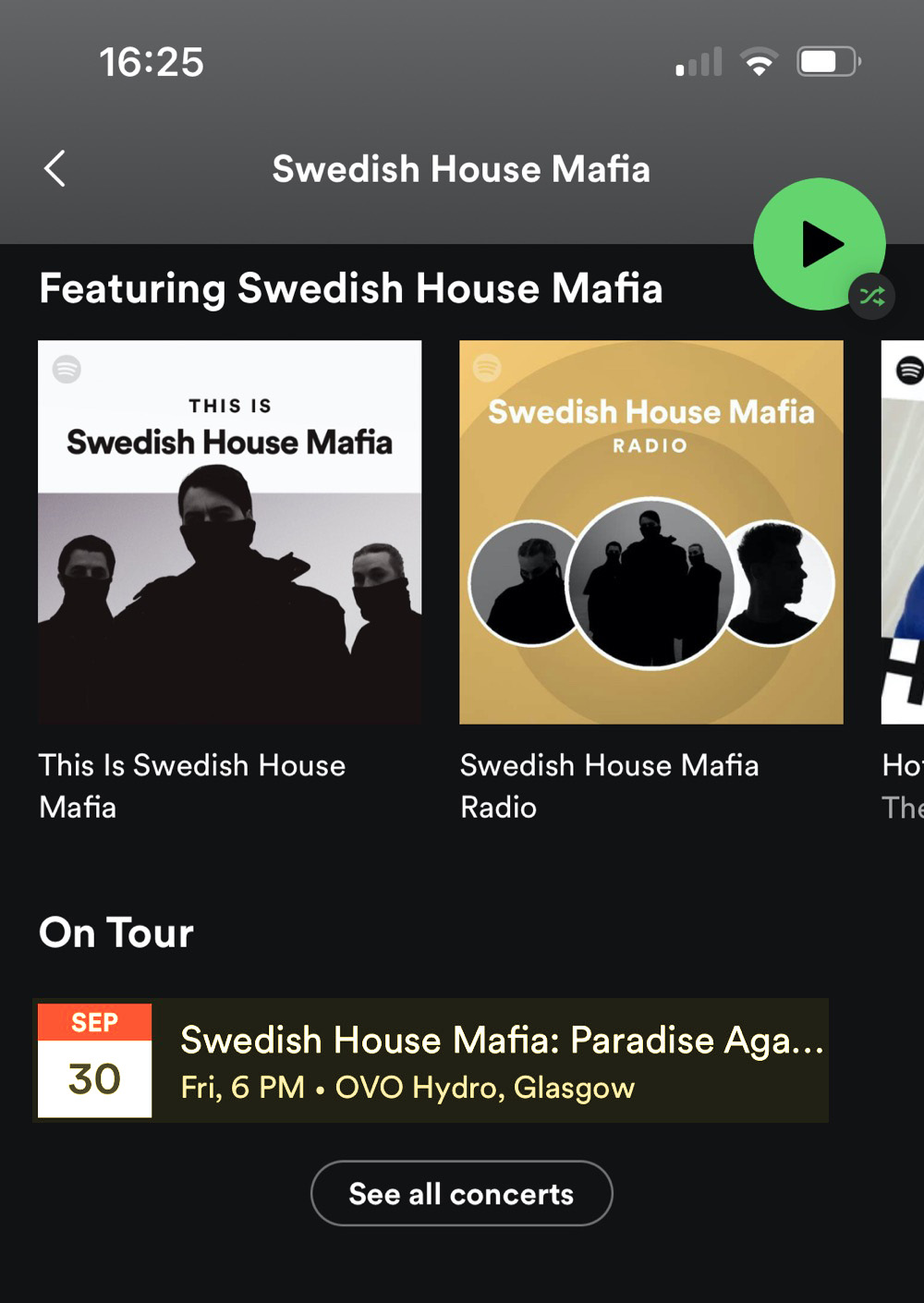 Un evento incluido en tu perfil de Spotify