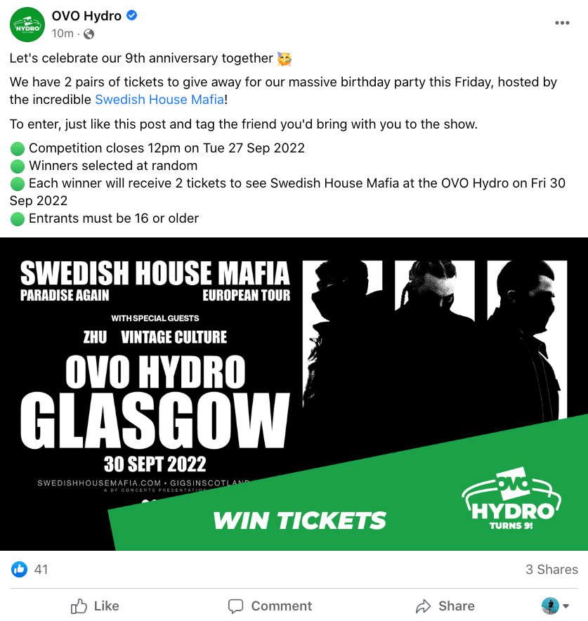 Publicación de Facebook promocionando el evento.