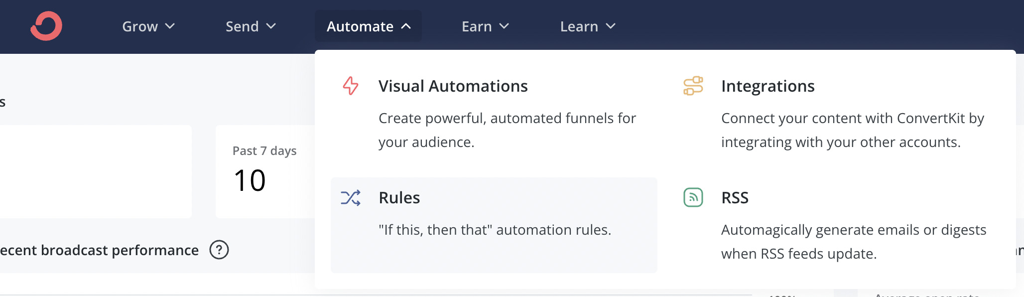 Règles d'automatisation de ConvertKit