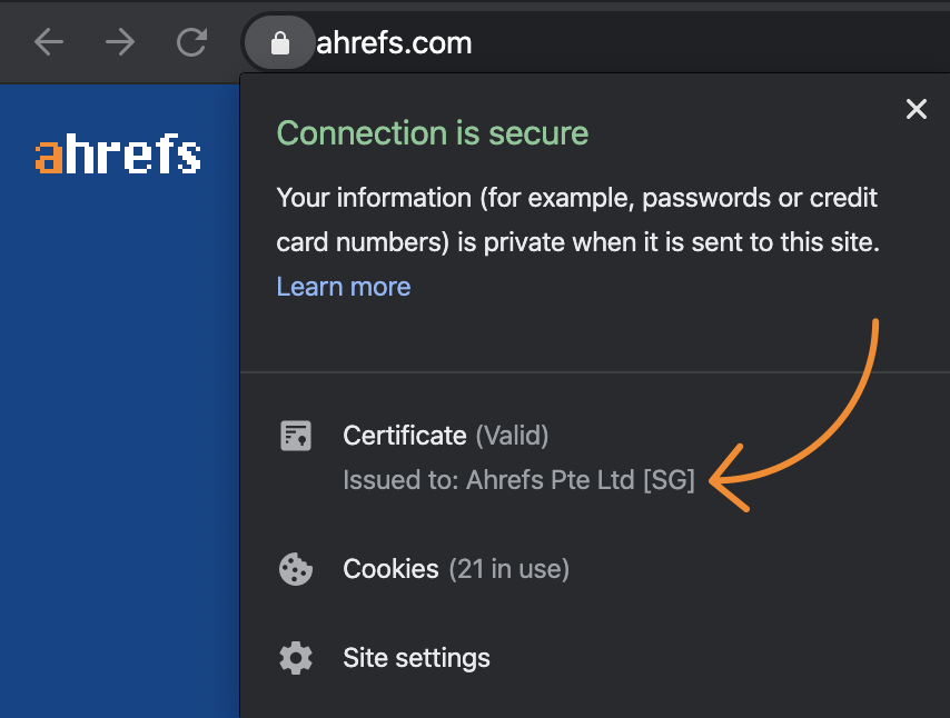 Secure connection via HTTPS