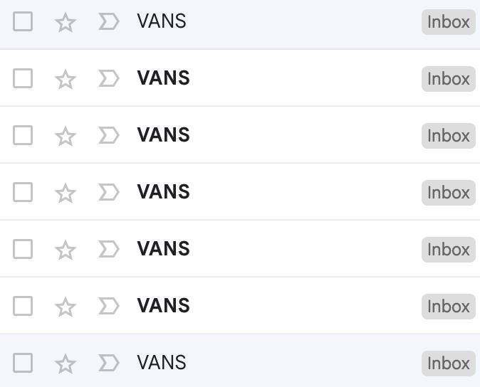 Email marketing from Vans