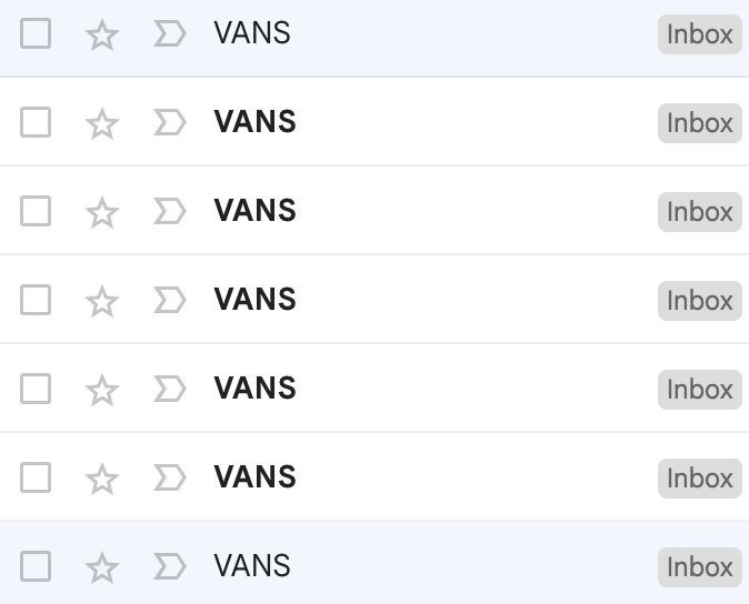 Pemasaran email dari Vans