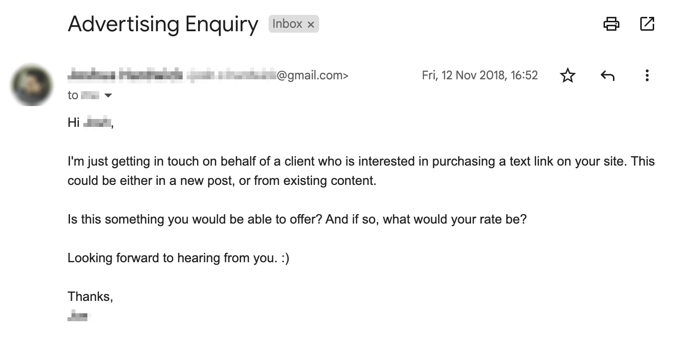 我发送的电子邮件，要求从网站购买链接。