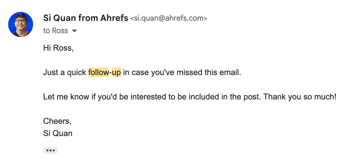Example of a follow-up email