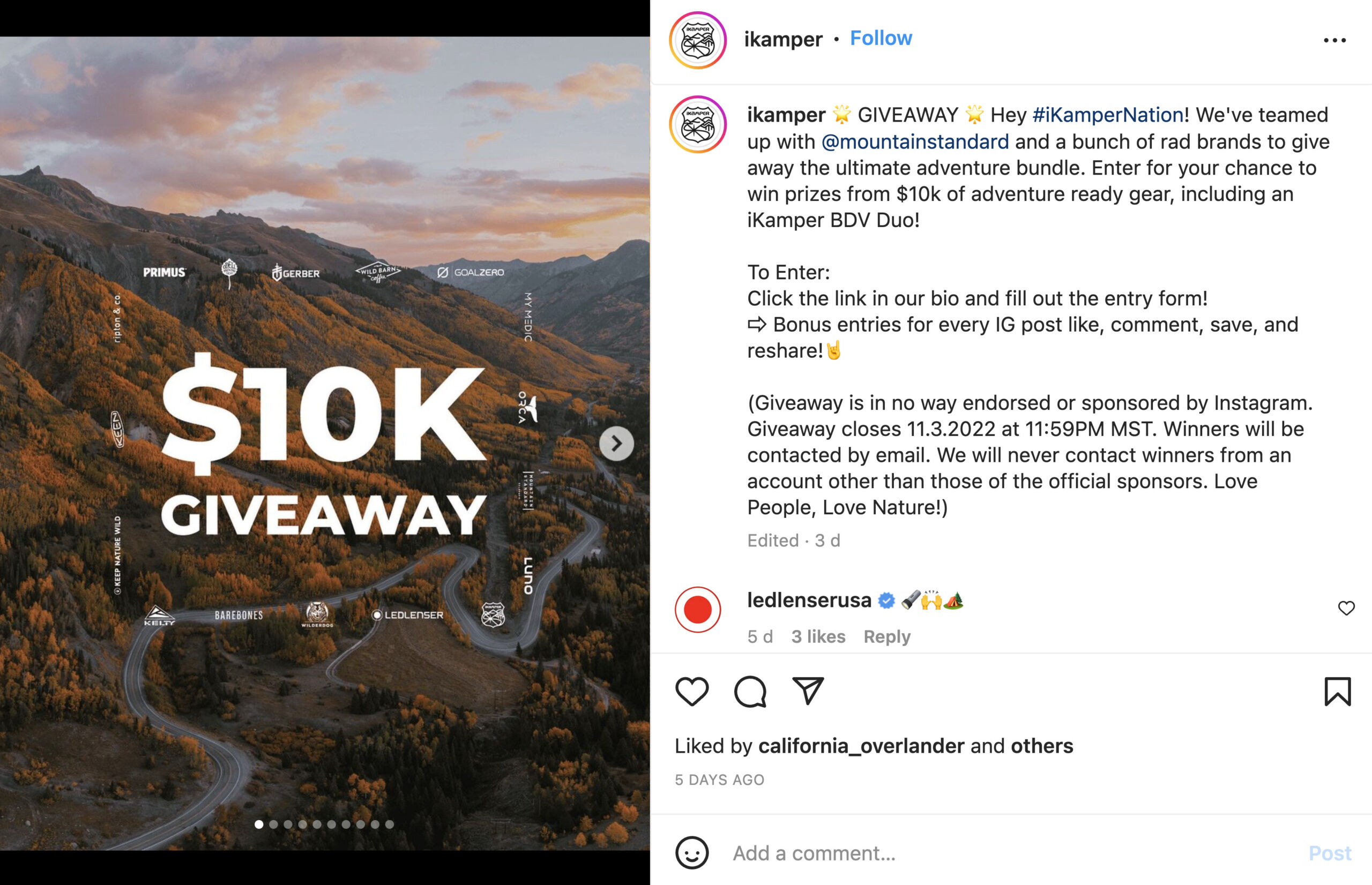 Instagram email contest giveaway