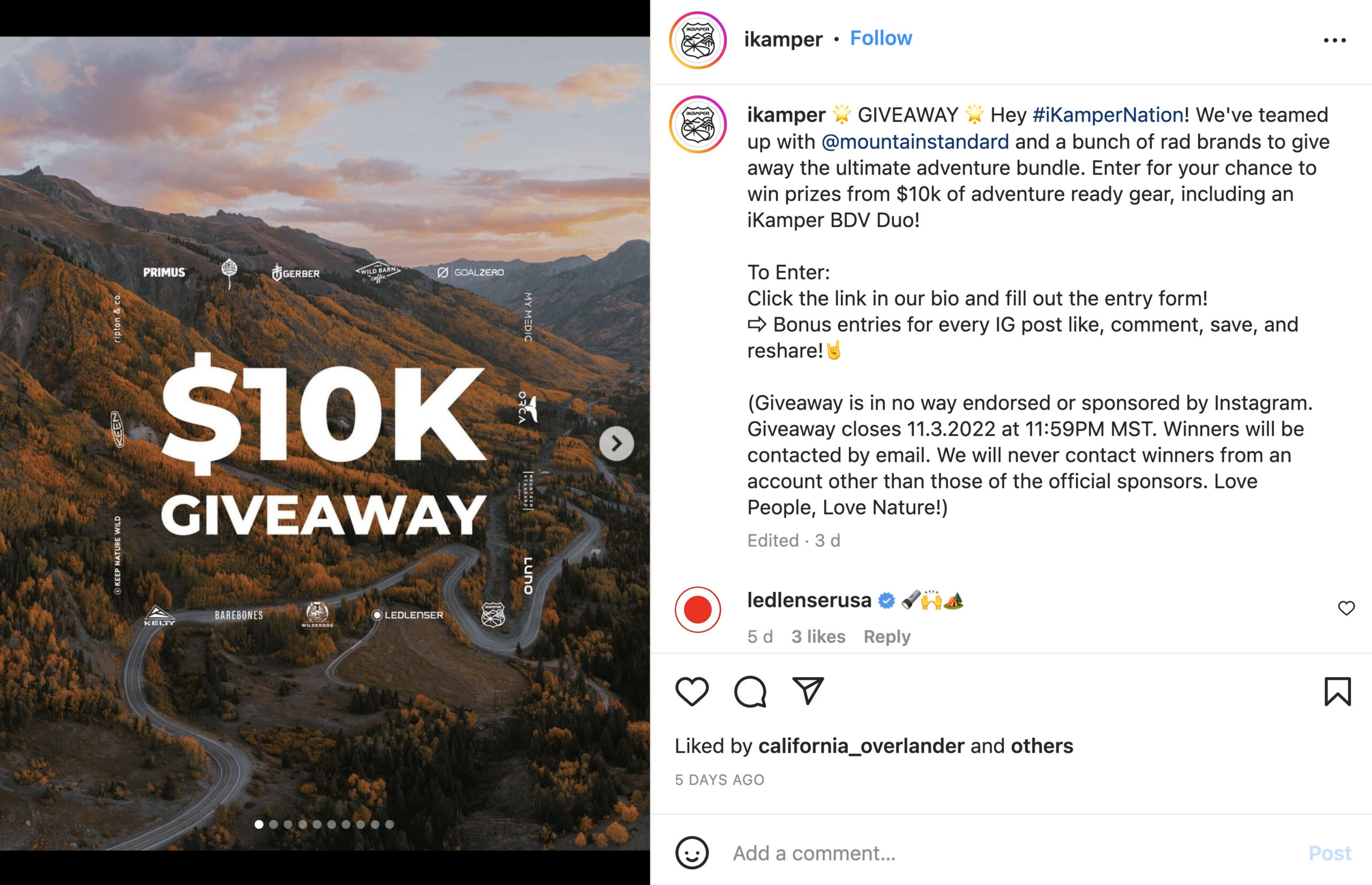 Sorteo del concurso de correo electrónico de Instagram