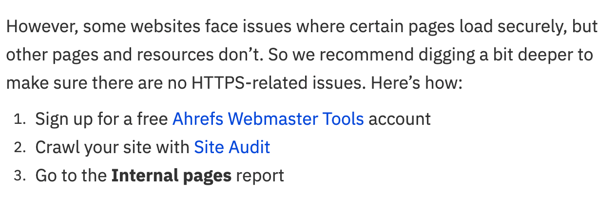 Mention of Ahrefs Webmaster Tools in a blog post