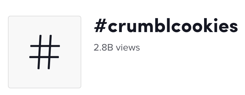 Number of views on TikTok for #crumblcookies