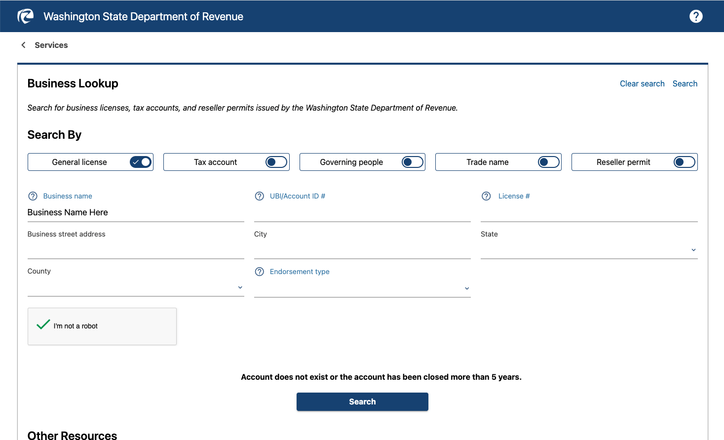 Washington state business name lookup