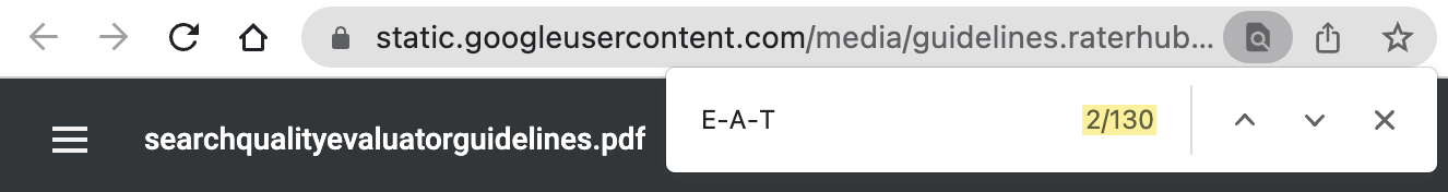 Menções de EAT nas diretrizes do avaliador de qualidade de pesquisa do Google