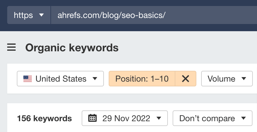 Example of an article ranking for multiple keywords in the top 10