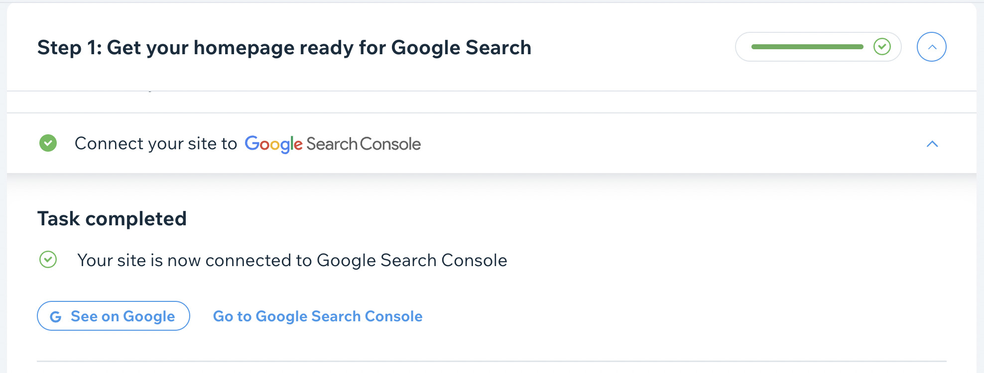 Wix SEO 设置中，连接 Google Search Console