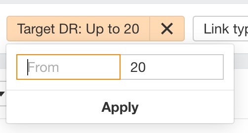 Target DR filter in Outgoing links report