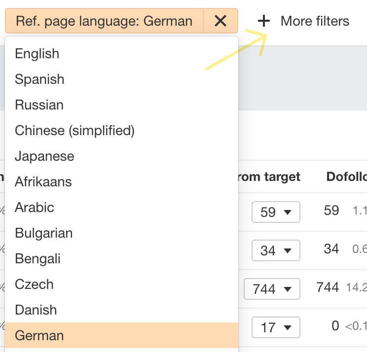 Ref.page language filter in Outgoing links 2.0