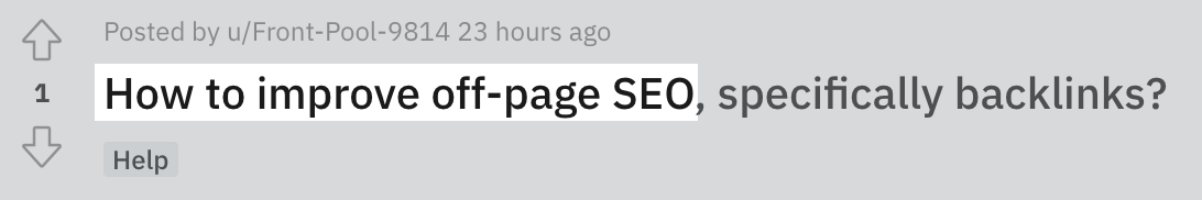 Potential long-tail keyword from the /r/seo subreddit