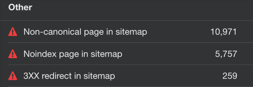 Sitemap issues s،wn in Site Audit