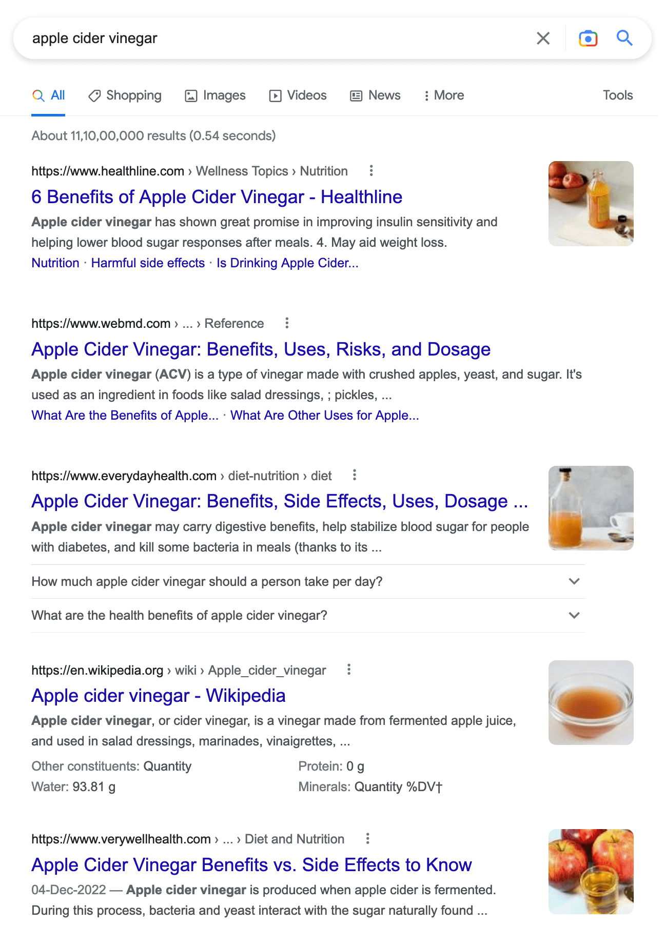 Google SERP result