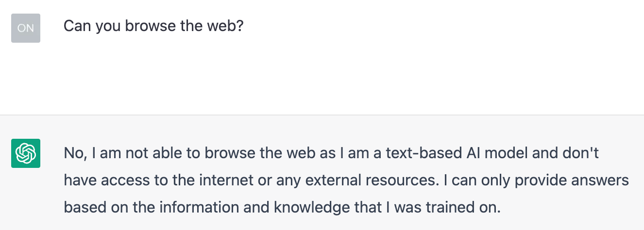 ChatGPT can't browse the web
