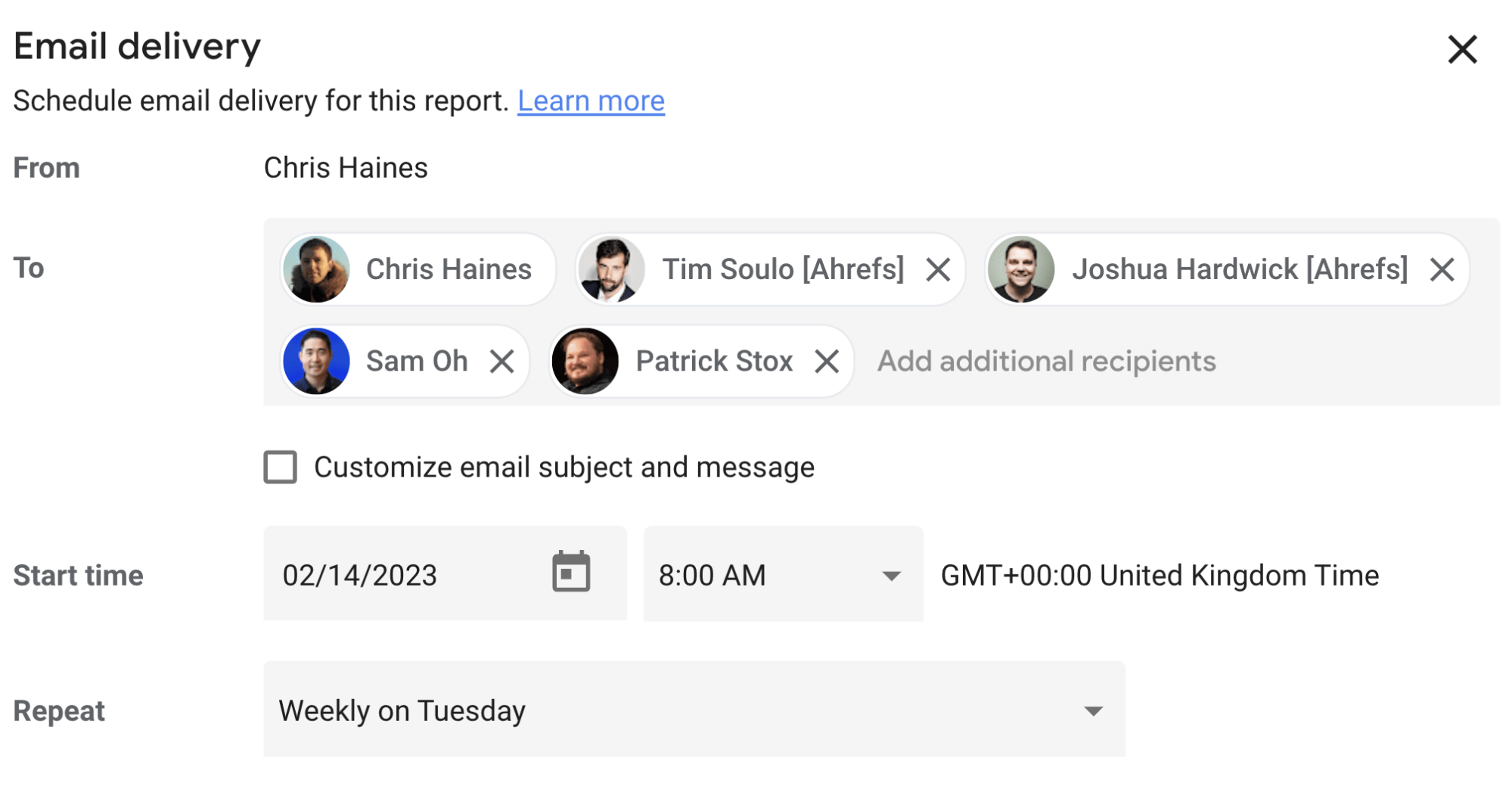 Email delivery, via Google Looker Studio
