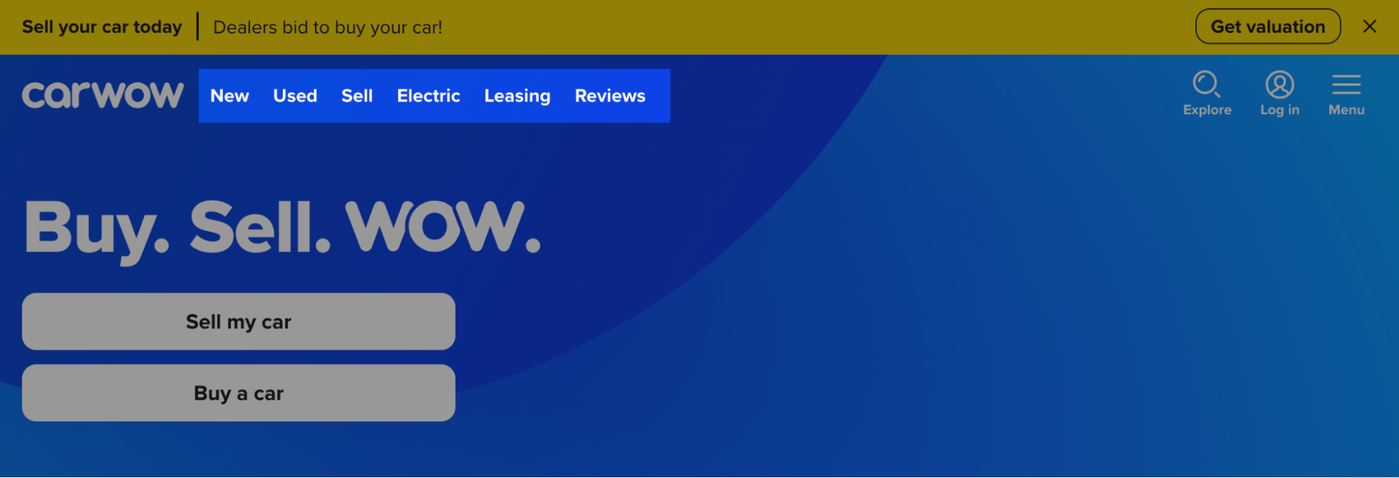 Important pages navigation-wise are linked in the upper menu on carwow's homepage