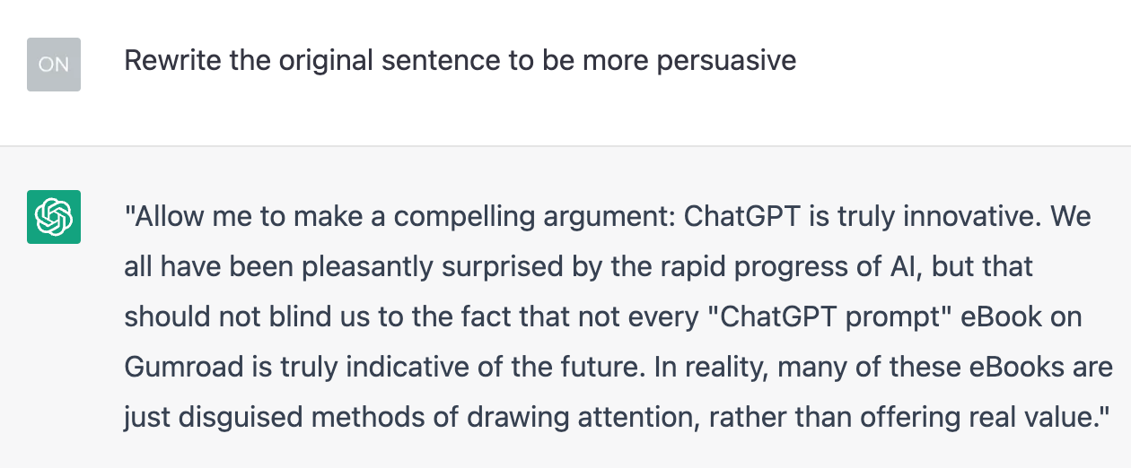 Prompting ChatGPT to rewrite an intro to be more persuasive