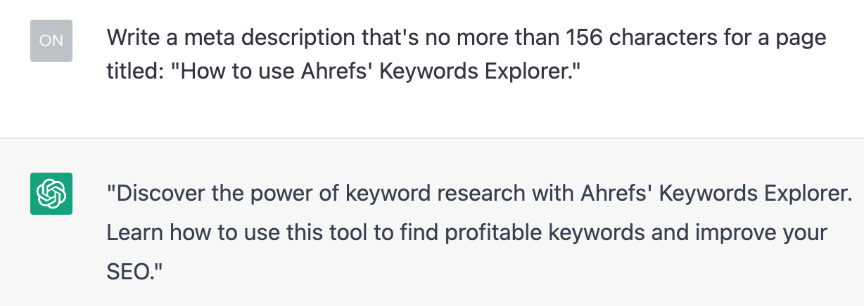 Meta description for "how to use Keywords Explorer," generated by ChatGPT