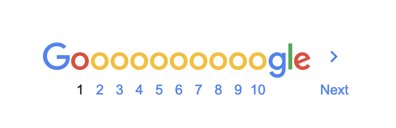 Numbered pagination on the Google homepage
