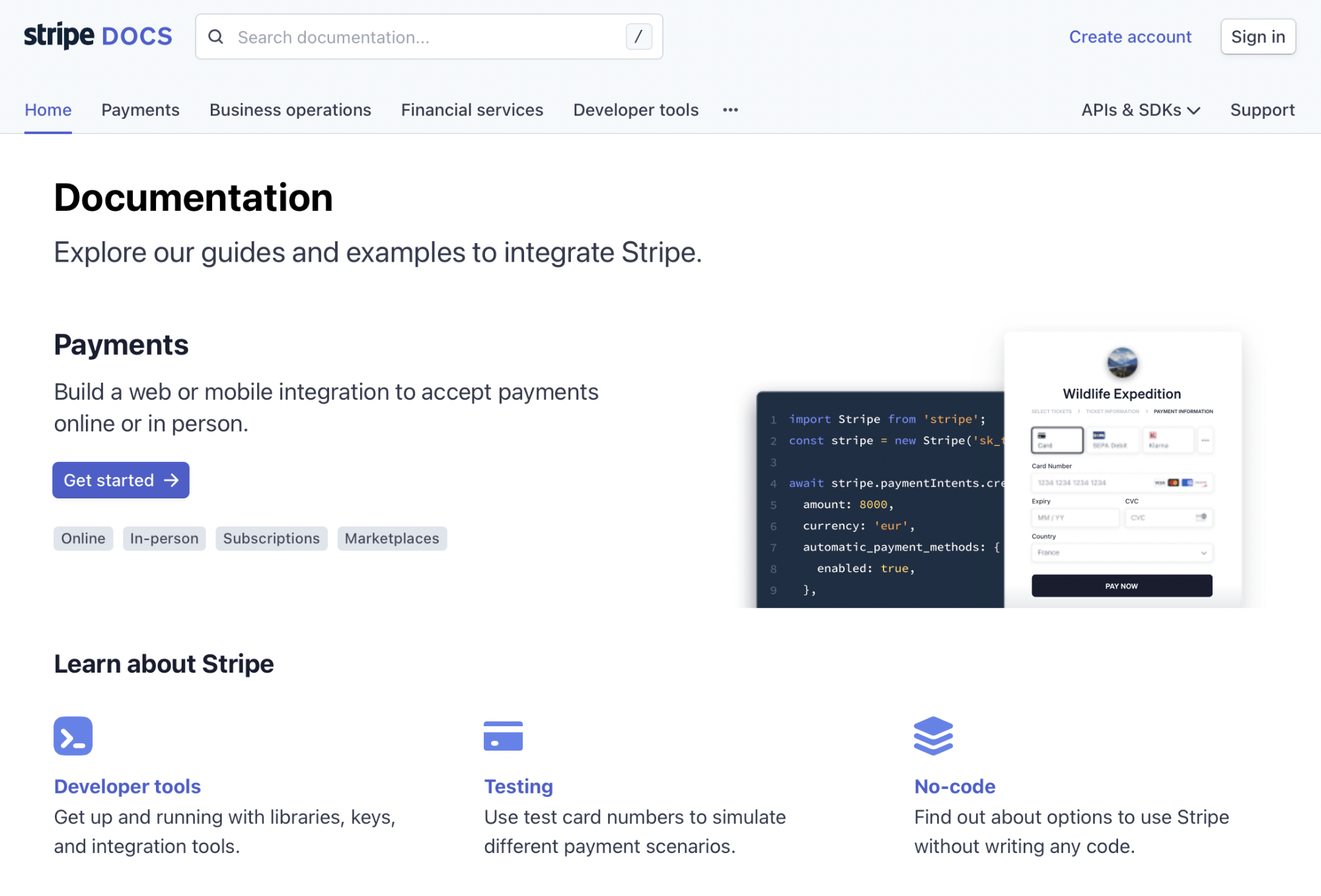 Stripe's documentation