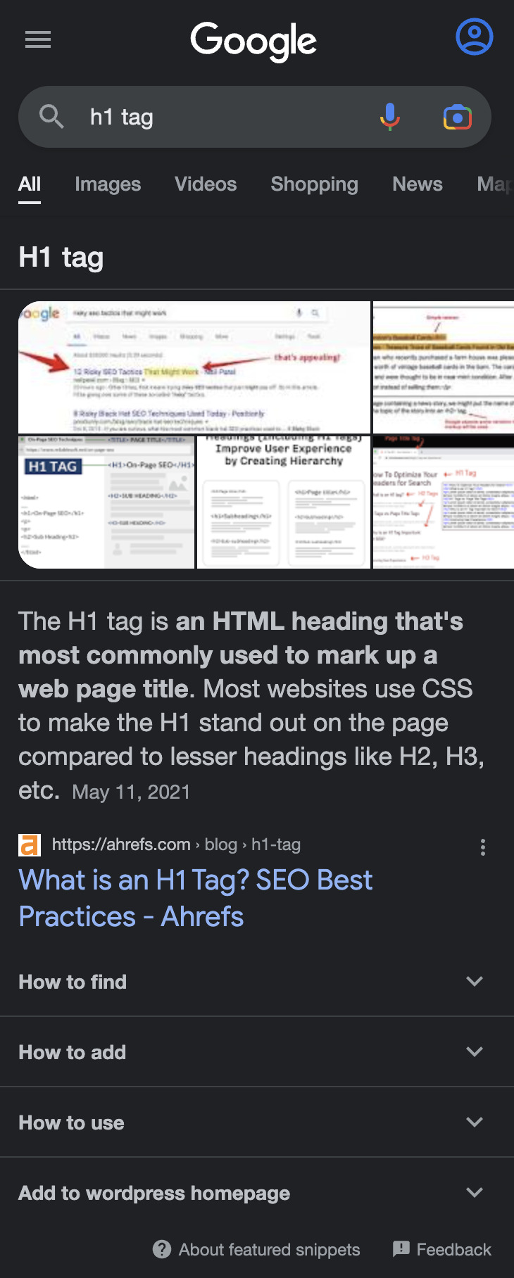 Featured snippet on mobile