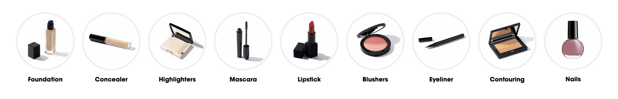 Grid links to different makeup categories on the Sephora site