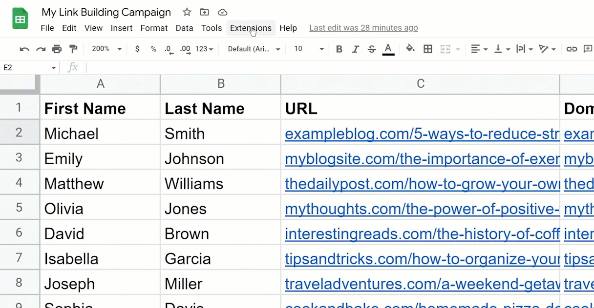 Finding emails at scale using the generated ChatGPT code in Google Sheets