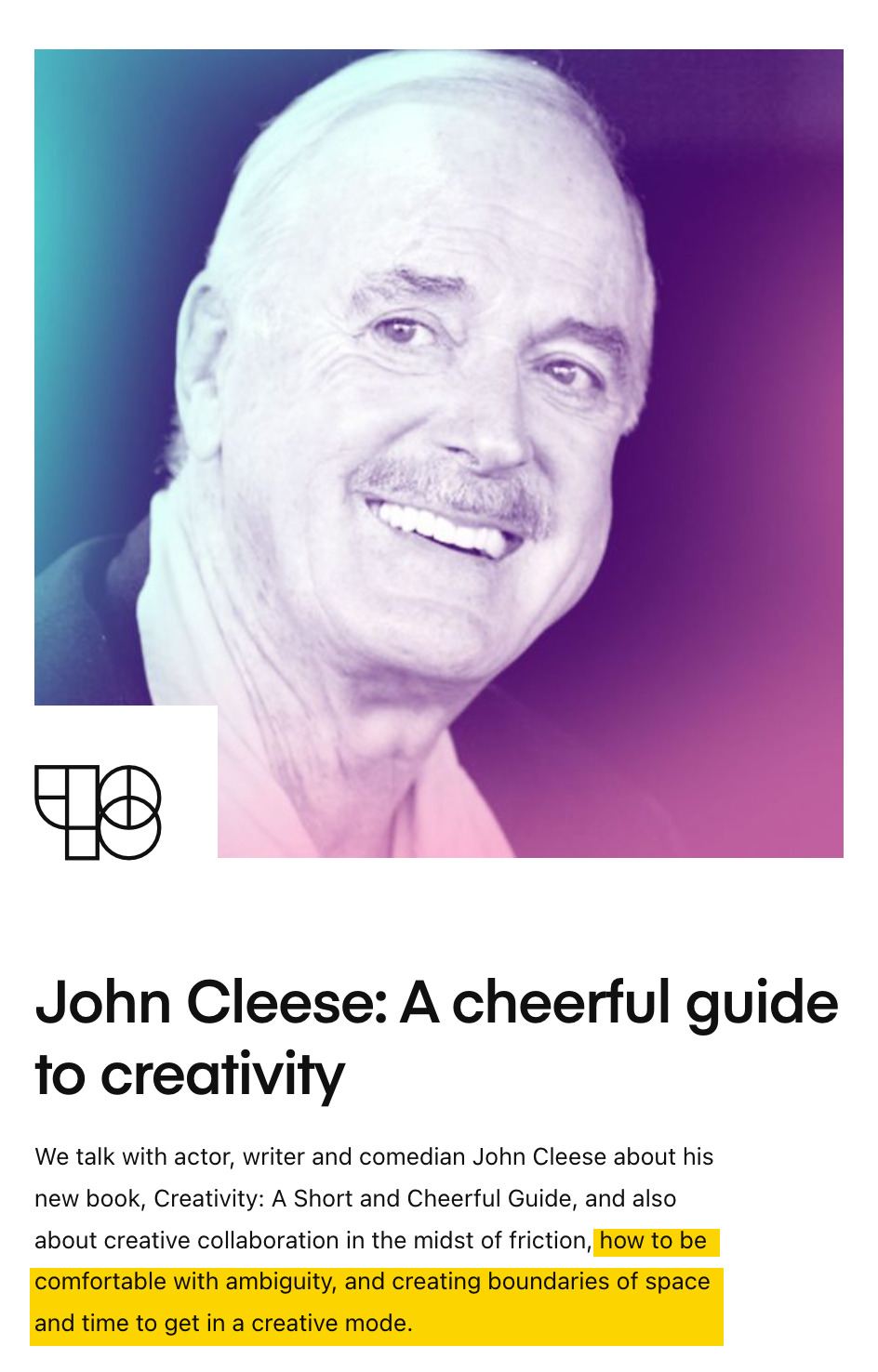 Podcast interview with John Cleese
