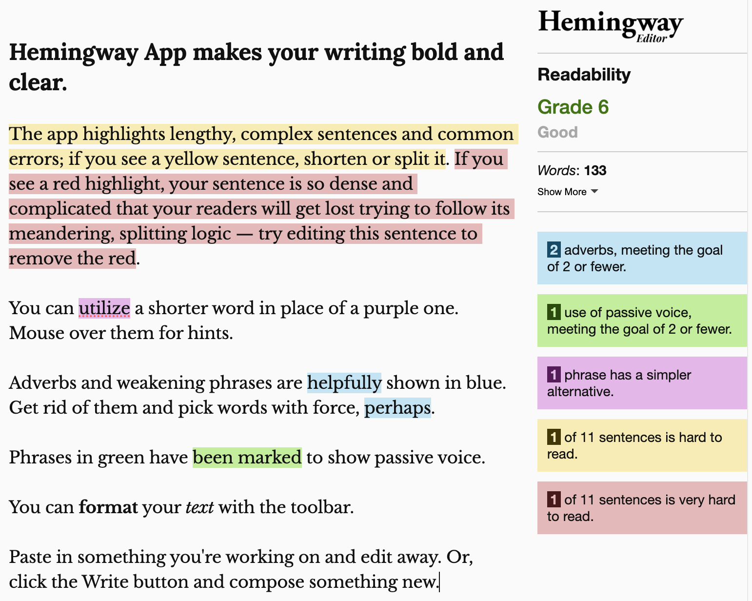 Hemingway app