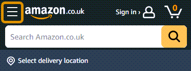 Hamburger menu icon on Amazon
