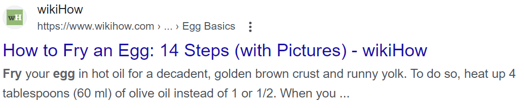 Basic desktop search result
