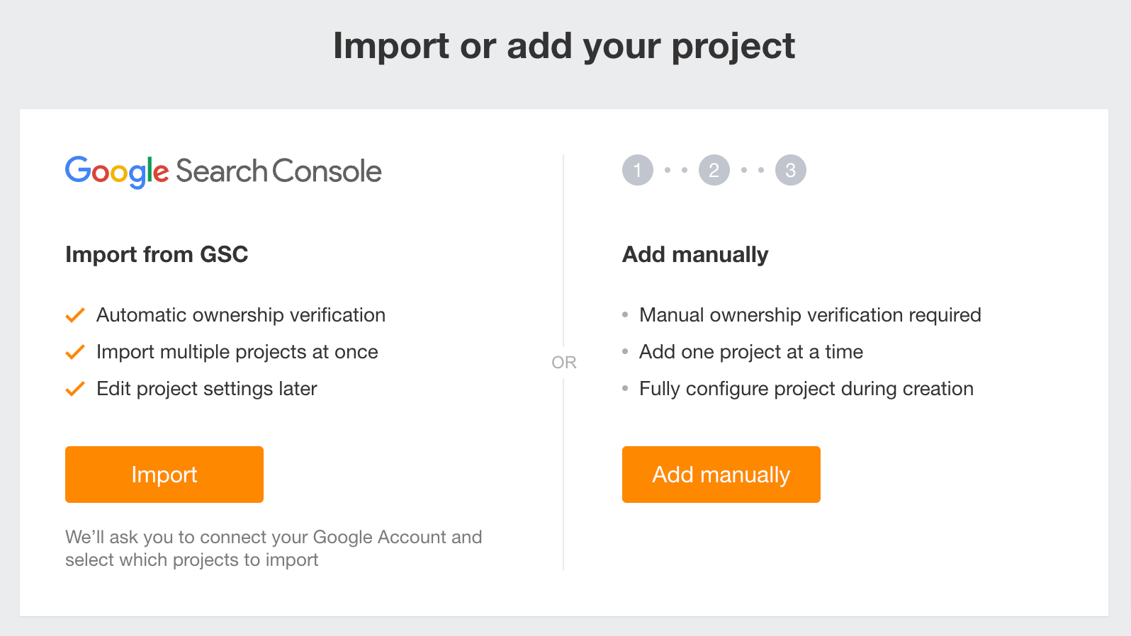 Importing or adding your project in Ahrefs Webmaster Tools